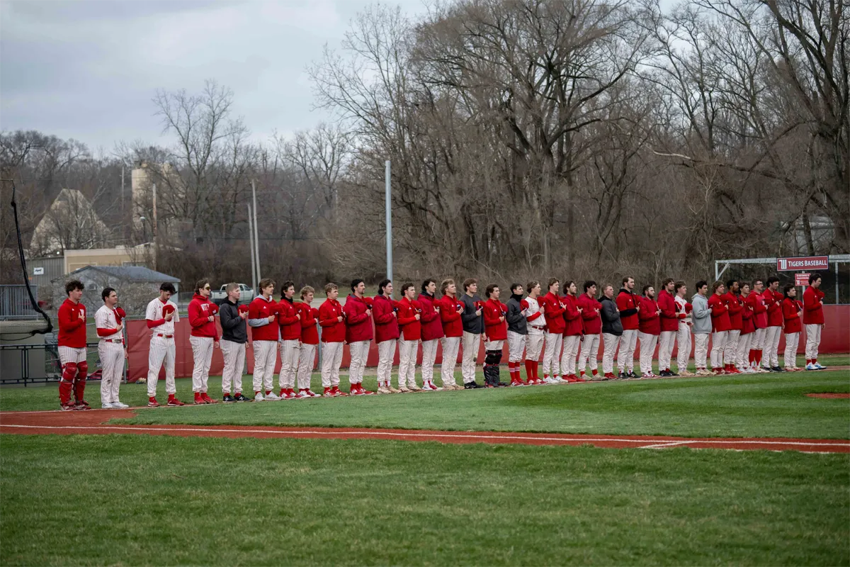Wittenberg baseball players lined up before game